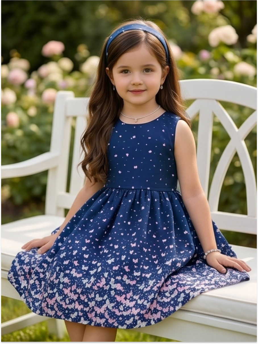 Платье Artcher kids Платье011Бабочки_синее - фото 8