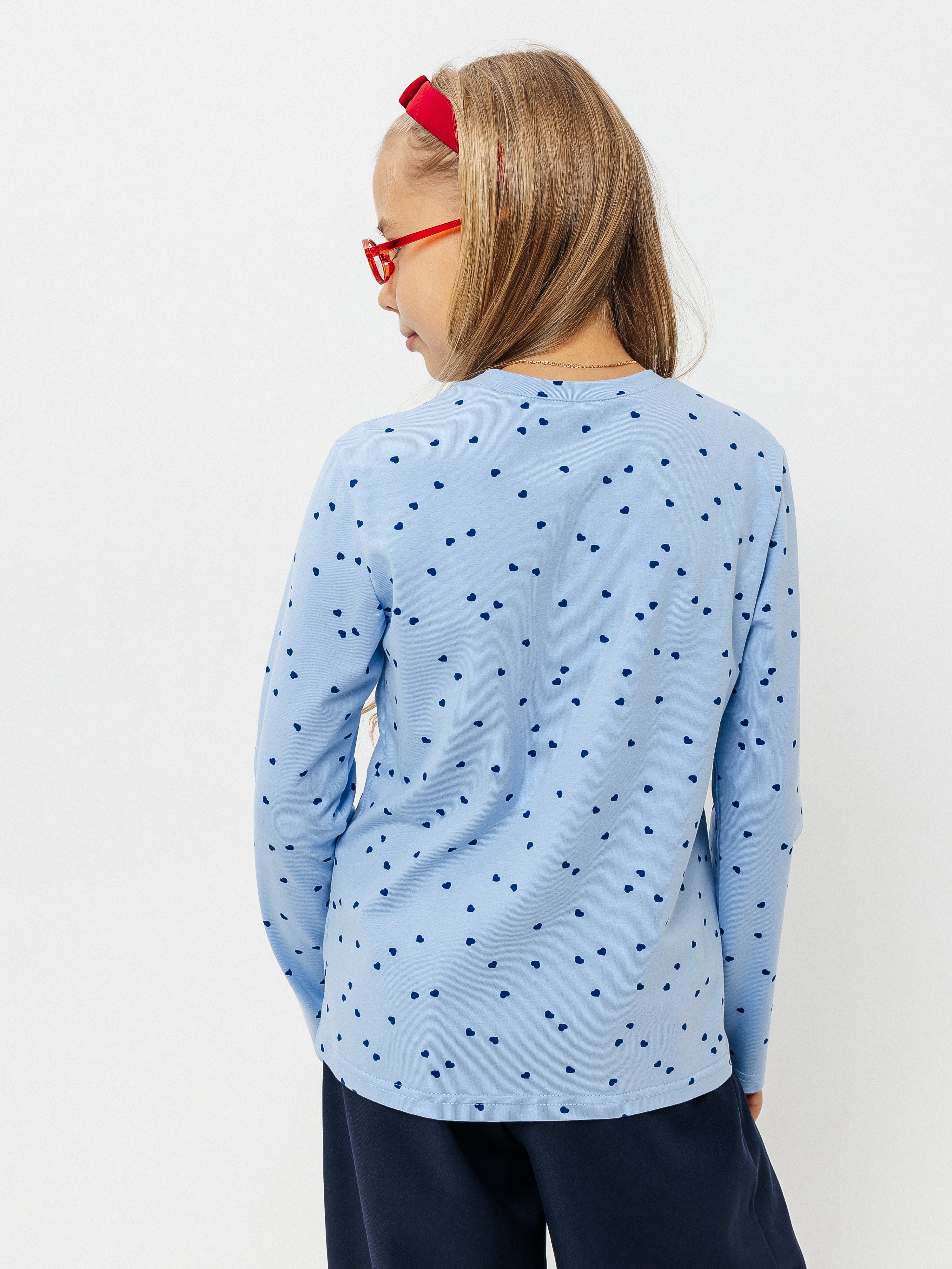 Лонгслив Селтекс Ю_ДК68 голубой/сердечки мини синий - фото 5