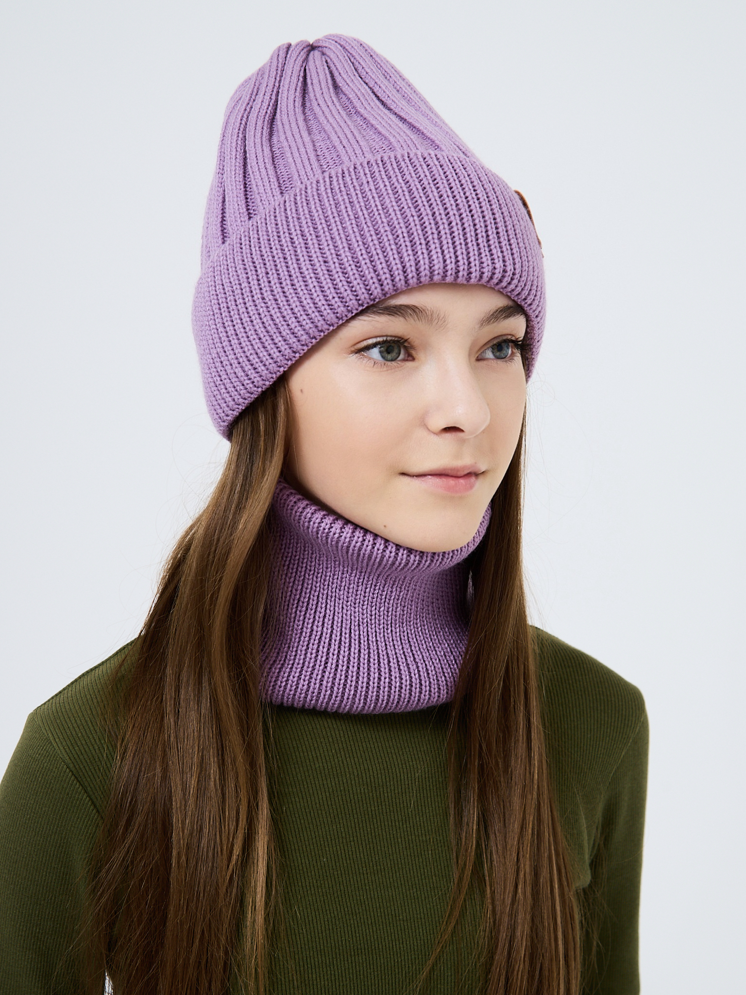Шапка и снуд NYCkids NYC-H-54-WIDEstr-purp - фото 12