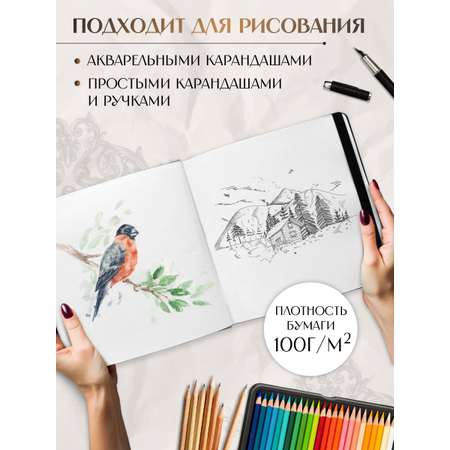 Скетчбук Проф-Пресс 20х20 см на резинке. А5 80 лист. 1 шт.
