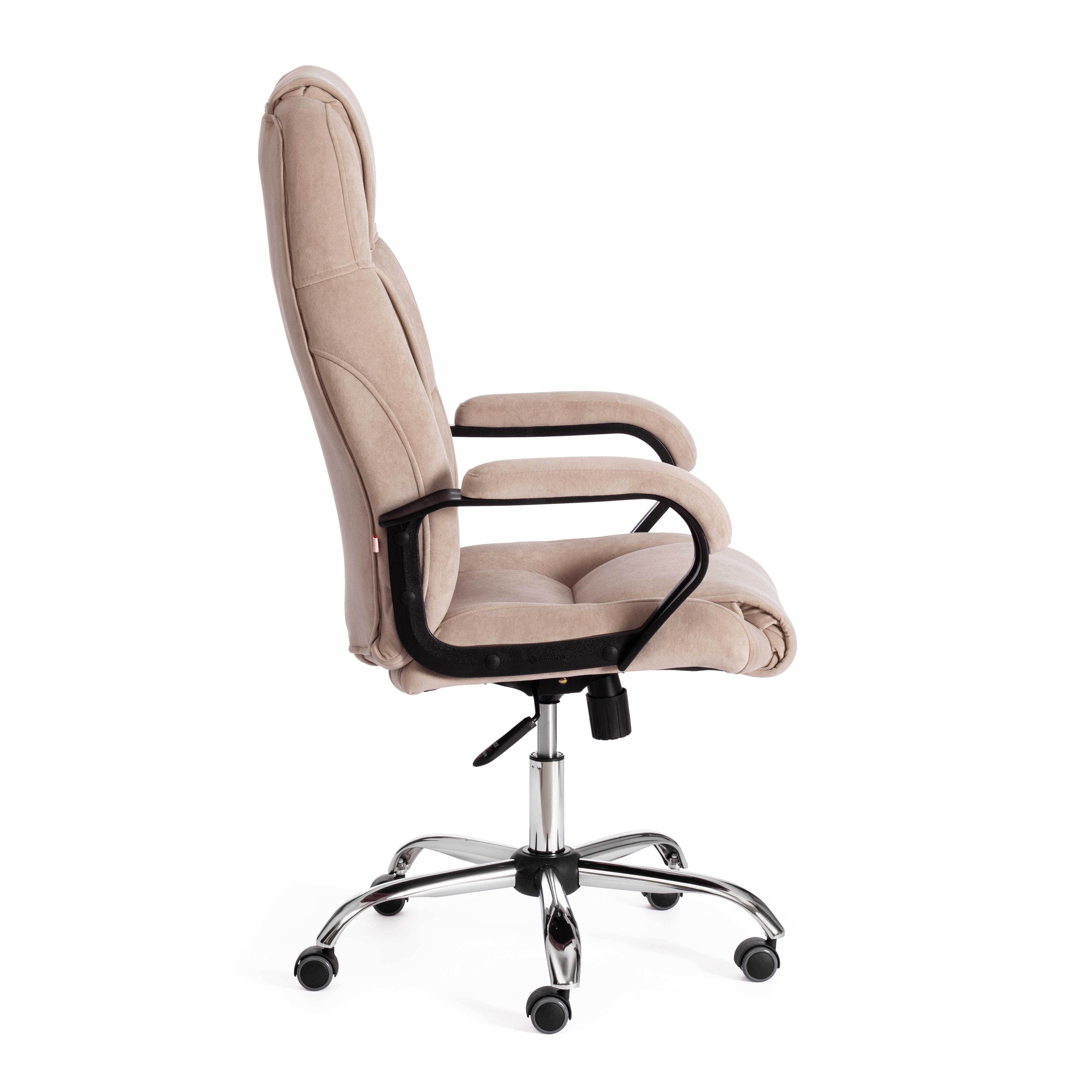 Компьютерное кресло TETCHAIR Бергамо хром флок бежевый - фото 2