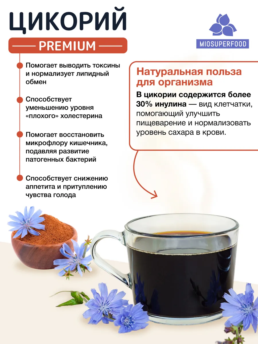 Цикорий растворимый натуральный 180 г Миофарм без кофеина - фото 4