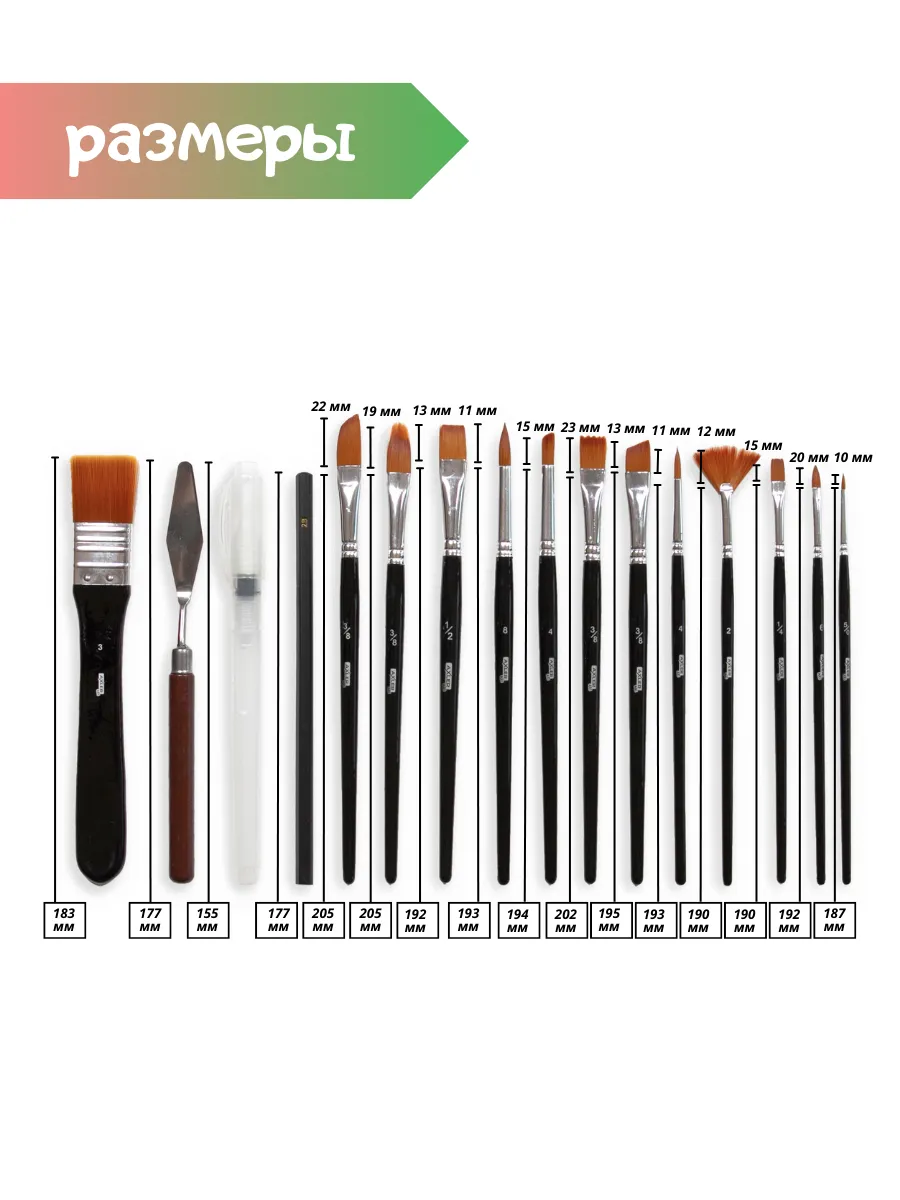 Кисть AXLER 18 шт. (синтетика) - фото 5