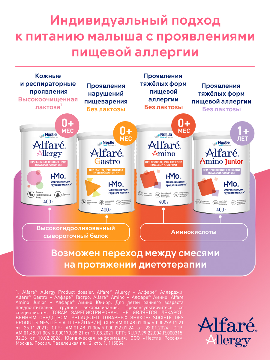 Смесь Nestle Alfare Allergy HMO 400г с 0месяцев - фото 16
