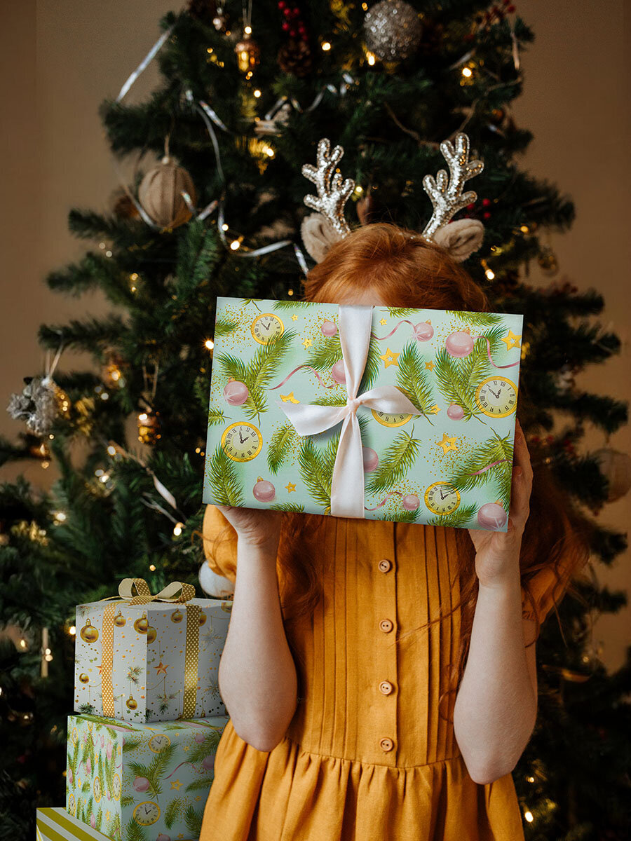 Упаковочная бумага Золотая сказка для новогодних подарков с эффектами 3 шт 70х100 см Golden Xmas - фото 4