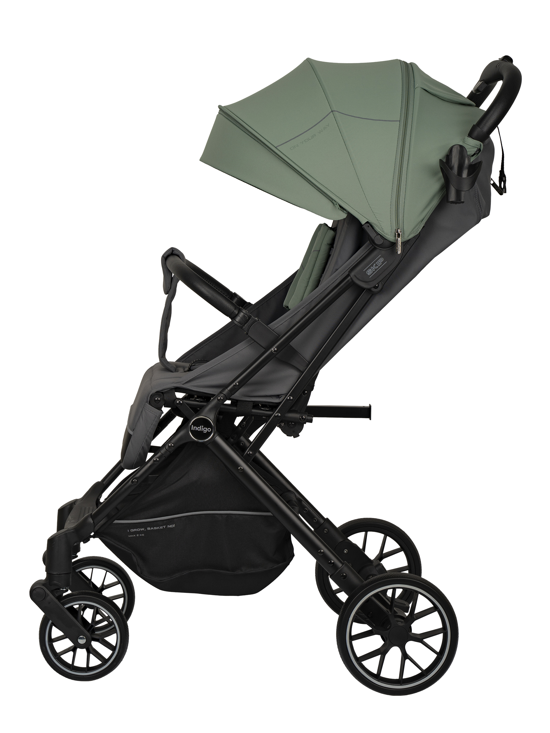 Коляска прогулочная Indigo Skip для путешествий, зеленый зеленый - фото 15