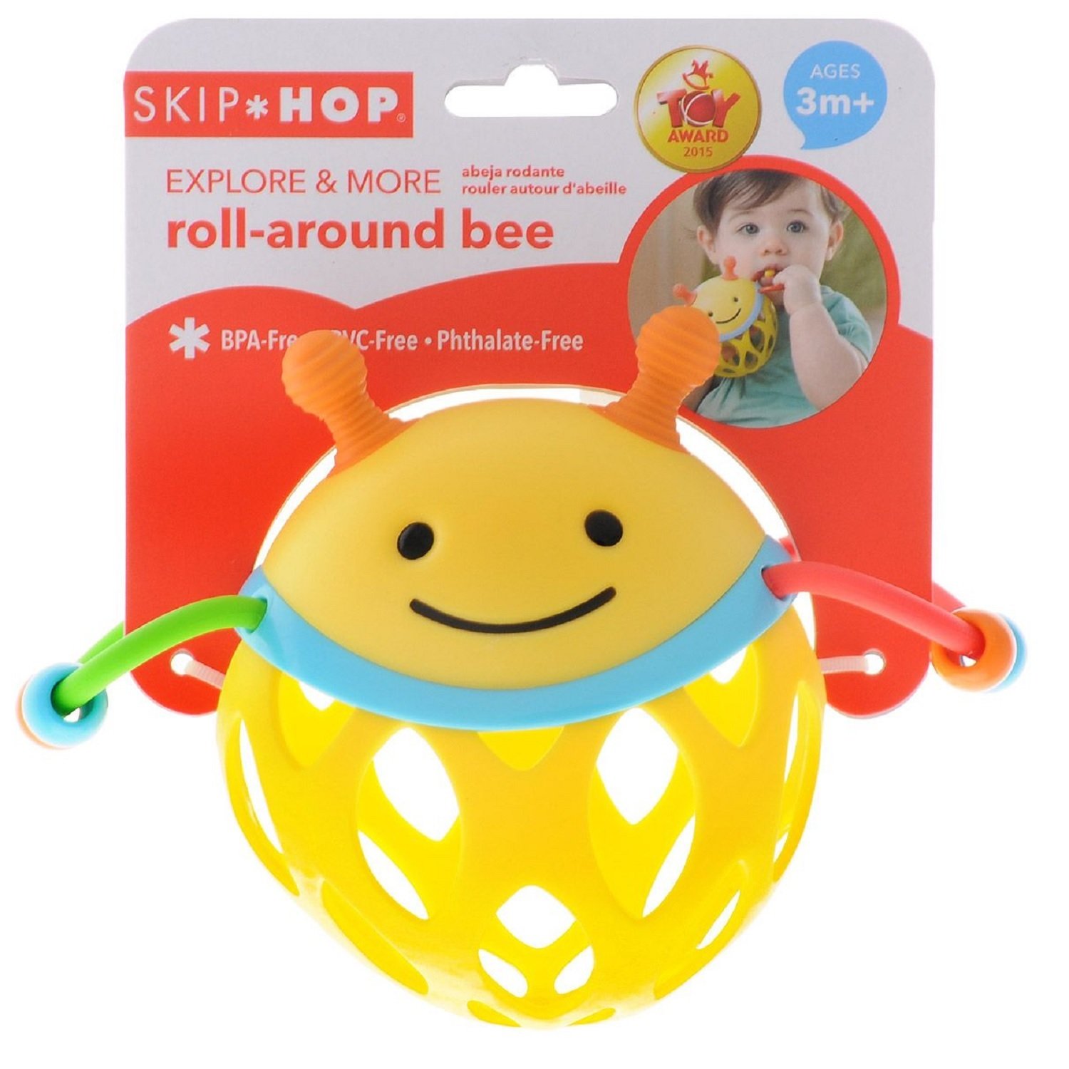 Игрушка Skip Hop погремушка с прорезывателем Шар Пчелка - фото 2