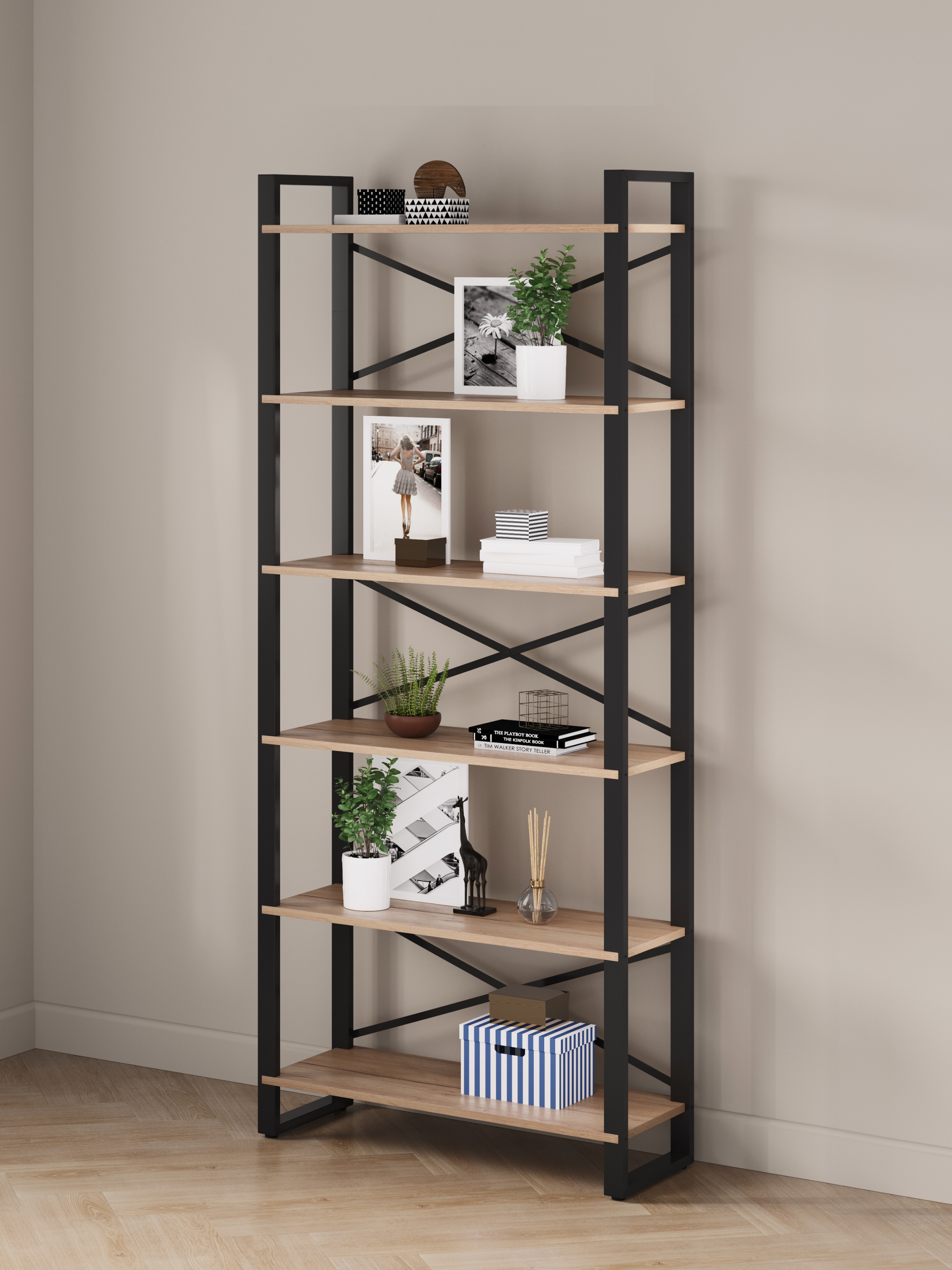 Изображение товара Стеллаж Leset Стилвуд 136 Черный/Дуб крафт золотой