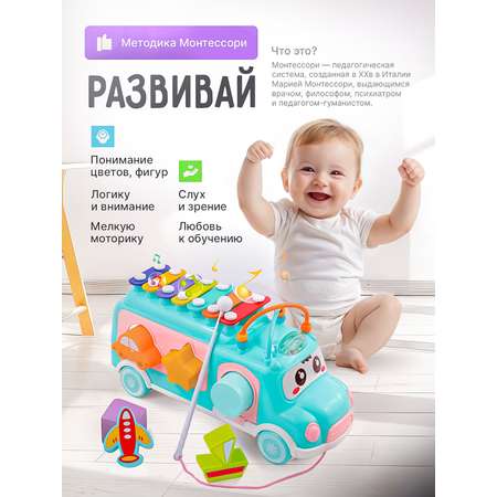 Игрушка SHARKTOYS сортер Автобус Ксилофон