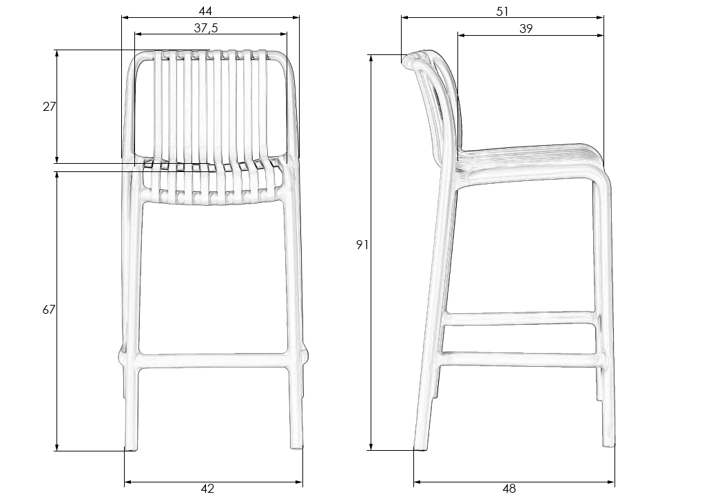 Стул DOBRIN CHLOE 4 шт. - фото 10