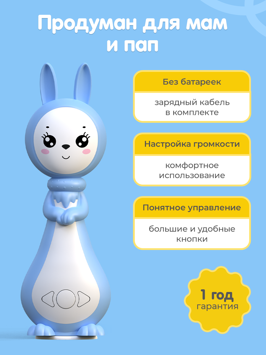 Игрушка BertToys Зайчик няня Грызушка Синий - фото 6