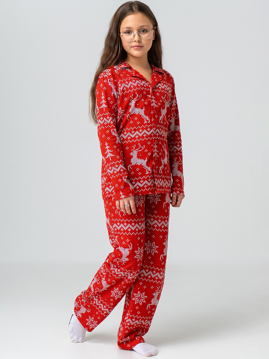 Пижама HappyFox HF00105красный.олени - фото 7
