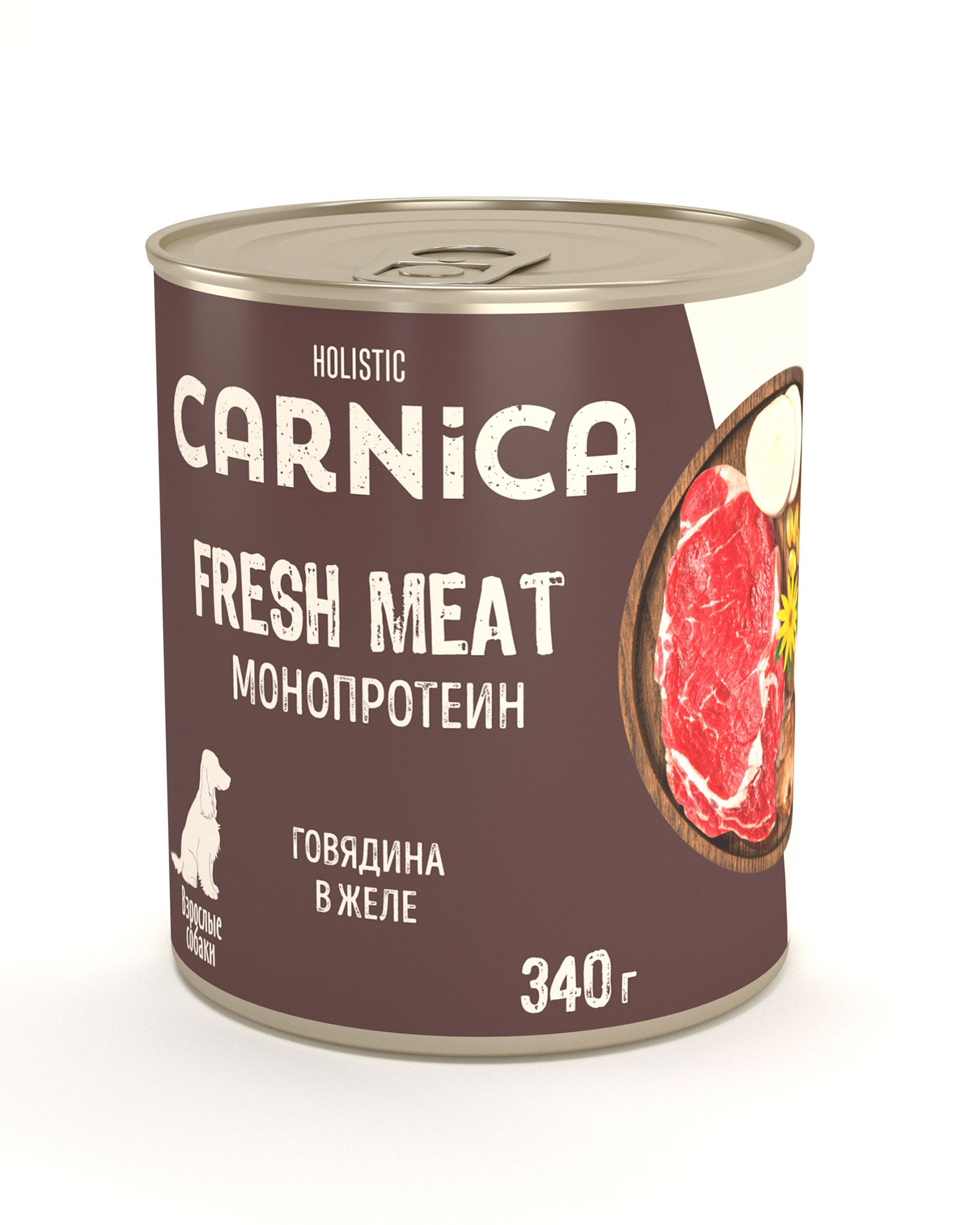 Корм консервированный CARNICA полнорационный для взрослых собак монопротеин Говядина в желе 340г - фото 1