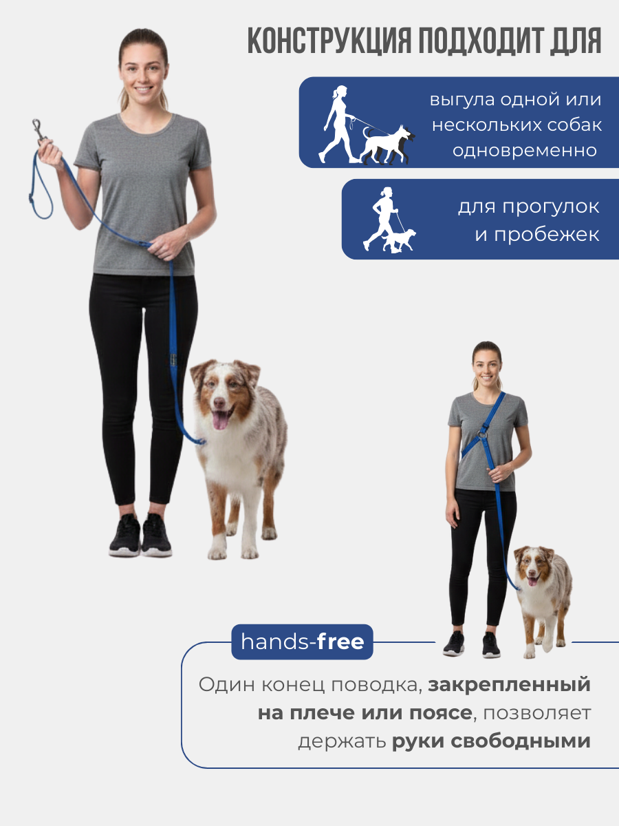 Поводок перестежка для собак Easy Pets 324 цвет Синий р-р S 1см 300см - фото 6