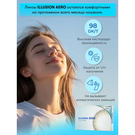 Контактные линзы ILLUSION aero на 1 месяц -8.00/14.2/8.6 6шт.
