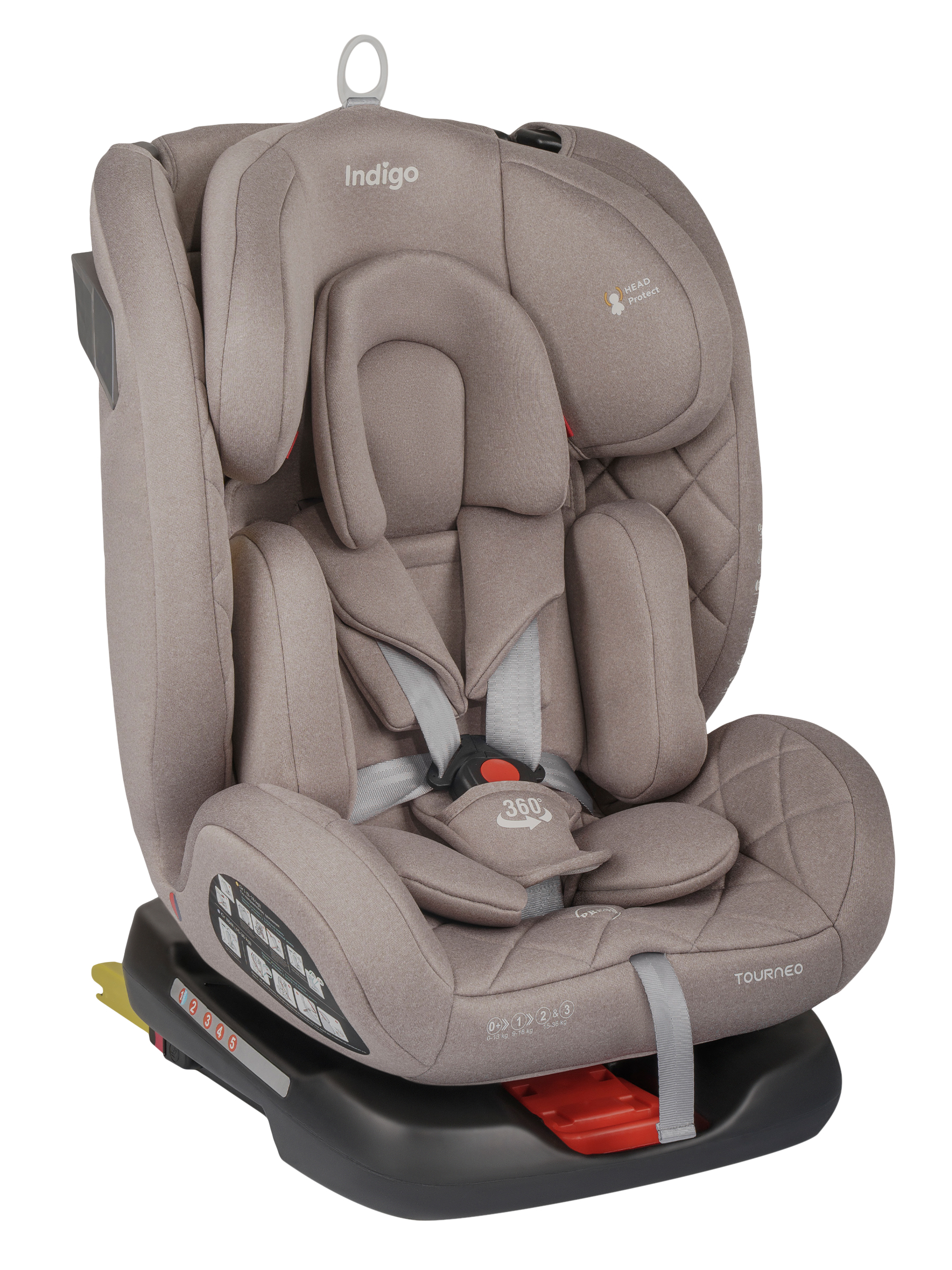 Автокресло Indigo Tourneo S Isofix 0+/1/2/3 (0-36 кг) бежевый - фото 1