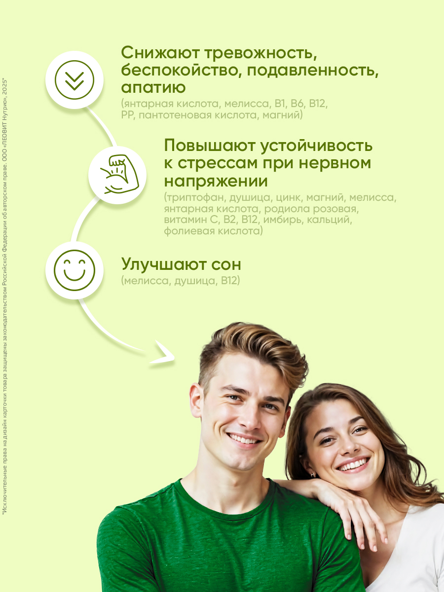 Для укрепления нервной системы Леовит БАД от стресса Provita Without stress - фото 2