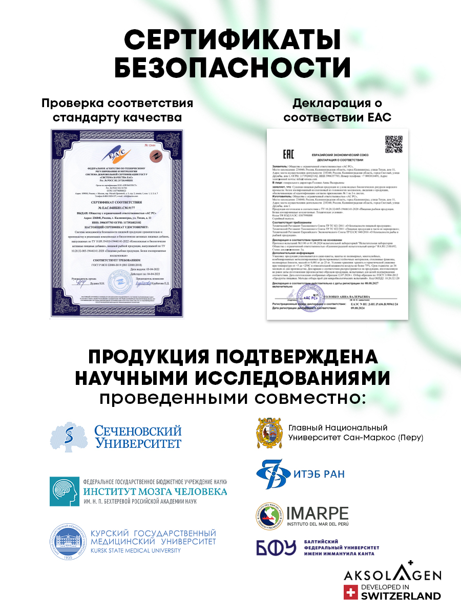 Морской коллаген 2 типа AKSOLAGEN с экстрактом чаги - фото 12