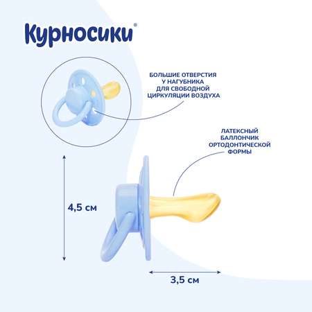 Пустышка Курносики латекс ортодонтическая от 6 мес. в ассортименте