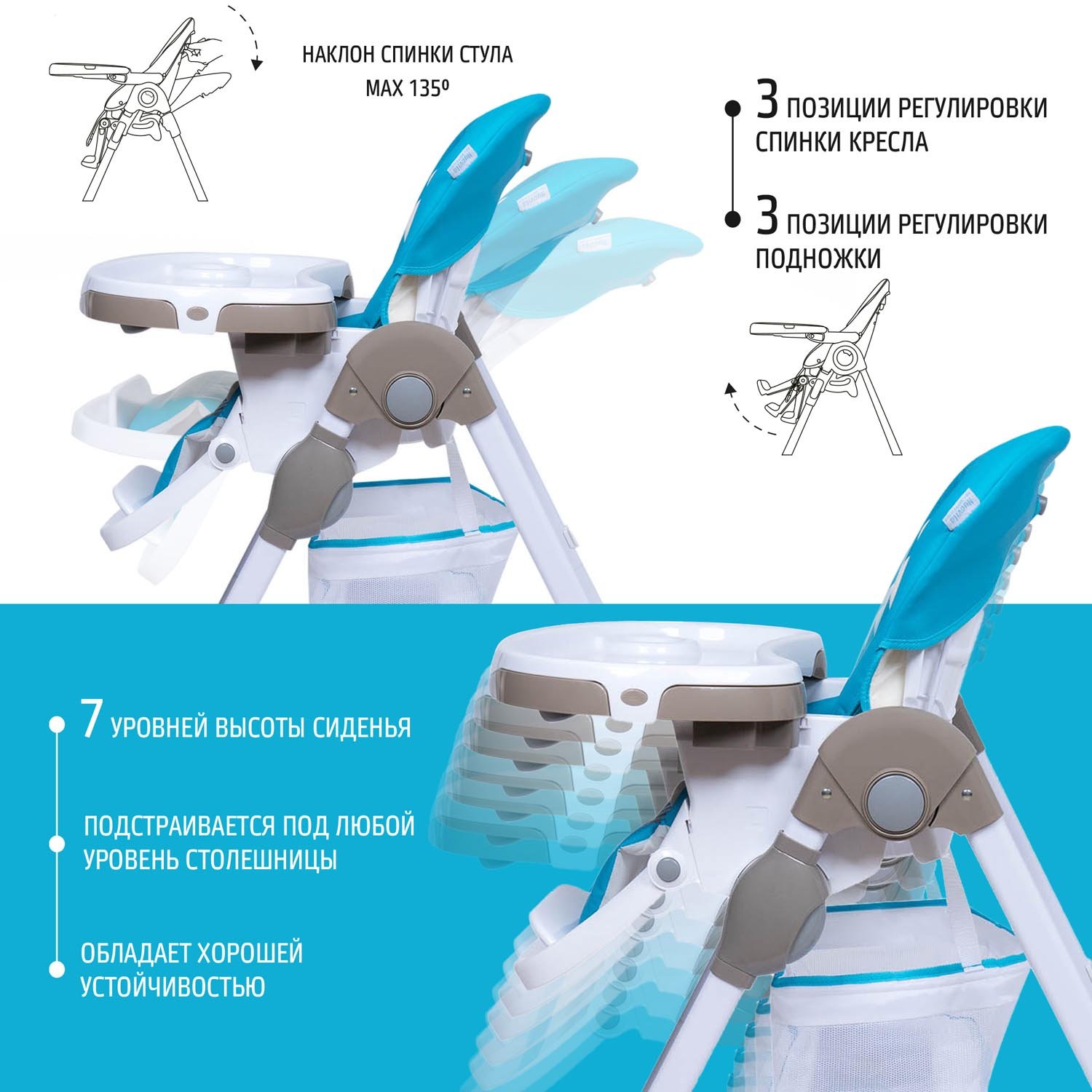 Стульчик для кормления Nuovita Beata голубой - фото 2