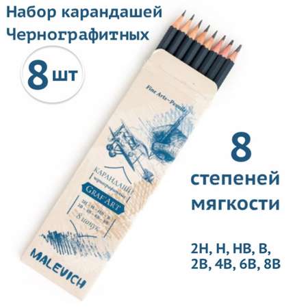 Карандаши чернографитные Малевичъ 8 шт.