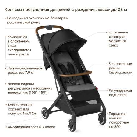Коляска прогулочная JANE Pro Cold Black