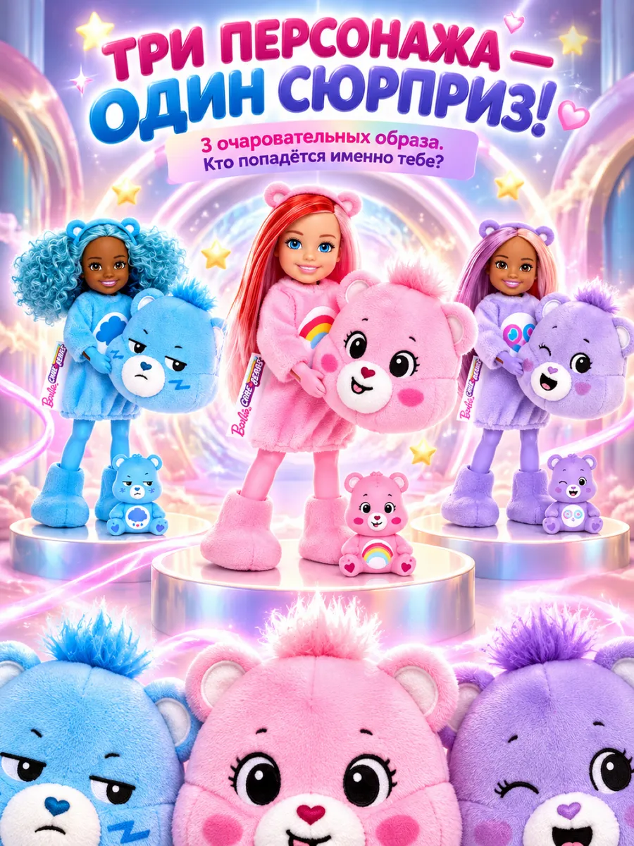 Кукла модельная Barbie Cutie Reveal Care Bears Chelsea barbiereveal_blue - фото 2