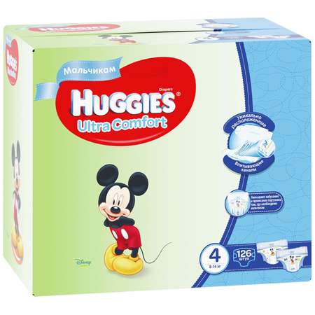 Подгузники Huggies Ultra Comfort для мальчиков 4 (8-14 кг) 126 шт.