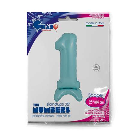 Шар GRABO Цифра 1 фольгированный Pastel-Blue 1207-4265