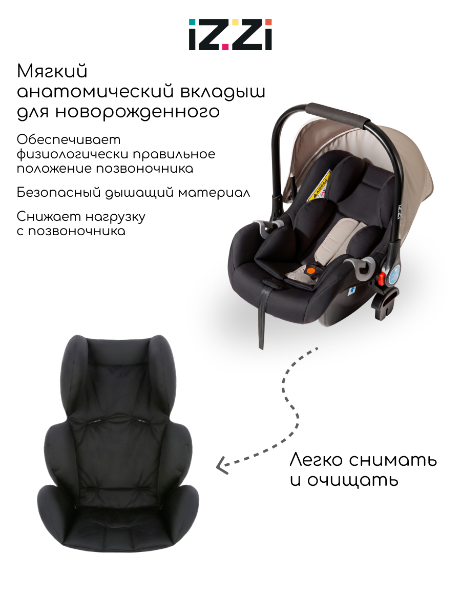 Автокресло iZZi Автолюлька 0 (0 -13 кг) бежевый - фото 7