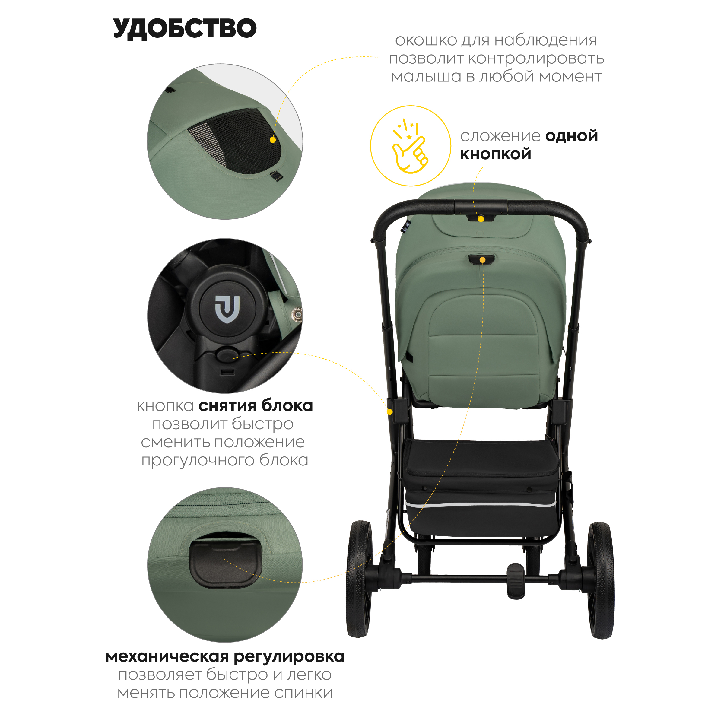 Коляска прогулочная JOVOLA Solty зеленый - фото 10