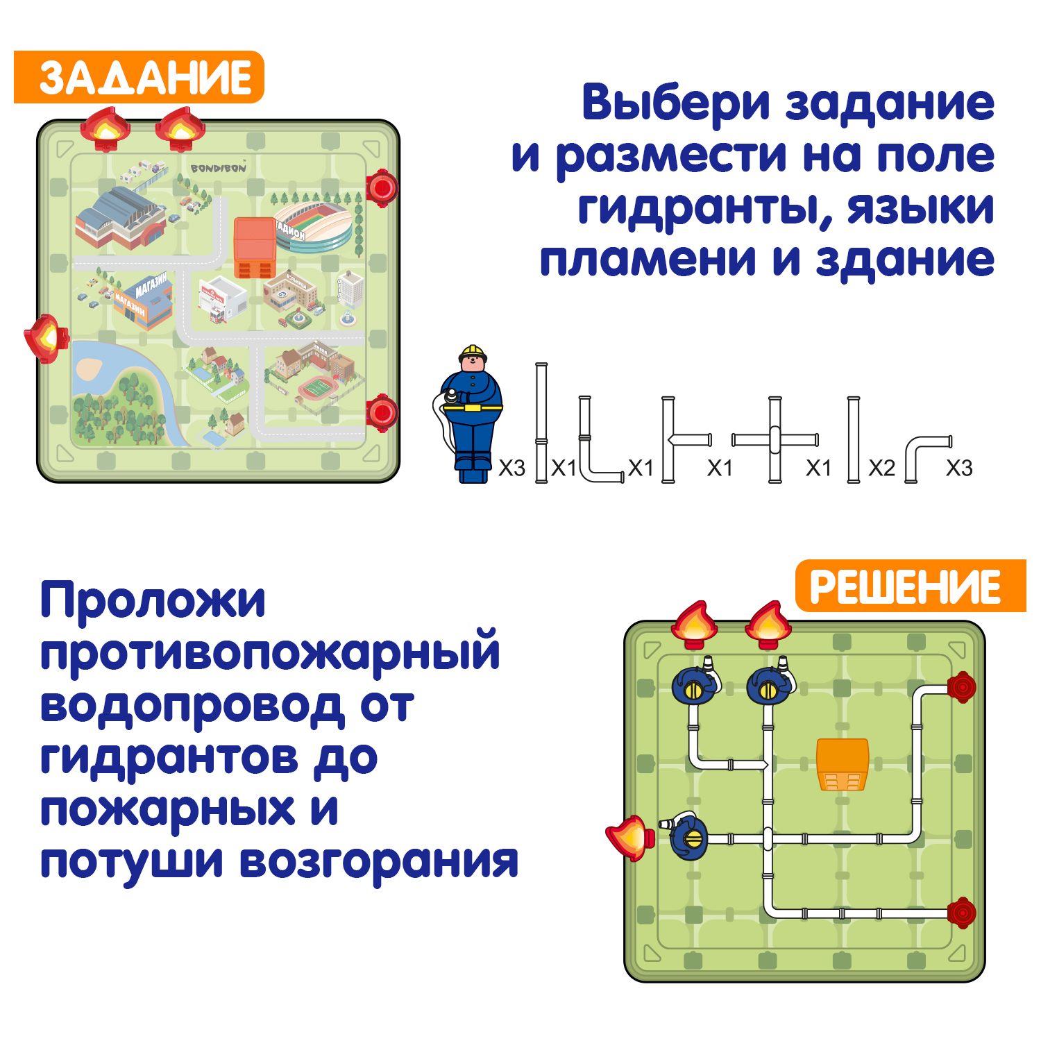 Настольная игра Bondibon на логику ГОРОДСКИЕ СПАСАТЕЛИ - фото 2