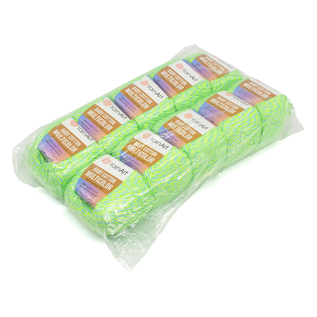 Пряжа для вязания YarnArt Baby cotton multicolor 50 гр 165 м хлопок акрил детская 10 мотков цвет 5206 - фото 2