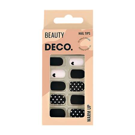 Накладные ногти DECO. Warm up black and white 24 шт + клеевые стикеры 24 шт
