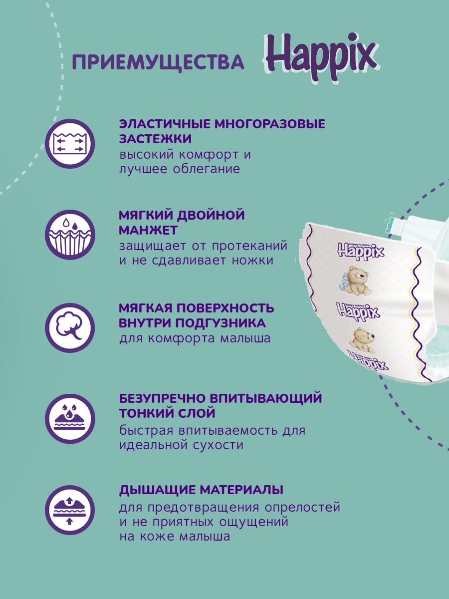 Подгузники Happix Super Dry ультратонкие 5 (11-25 кг) 46 шт. - фото 12