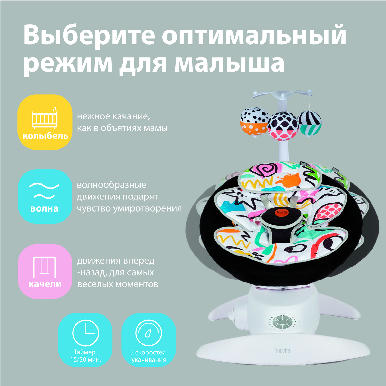 Детские электрокачели для новорожденных Nuovita Degno D1 - фото 4