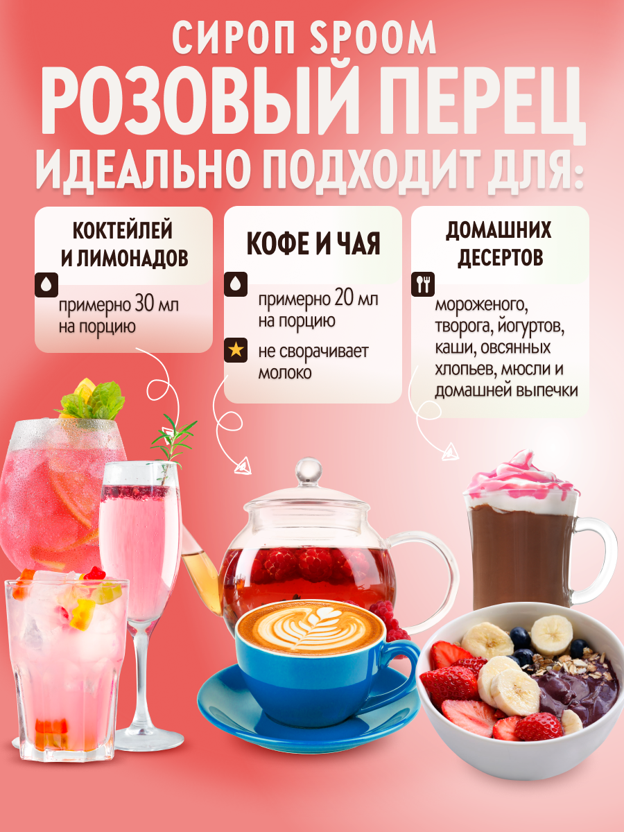 Сироп SPOOM Розовый перец 1 л для кофе коктейлей и десертов - фото 3