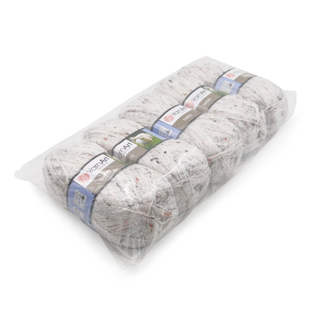 Пряжа YarnArt Tweed смесовая 100 г 300 м 220 белый 5 мотков - фото 4