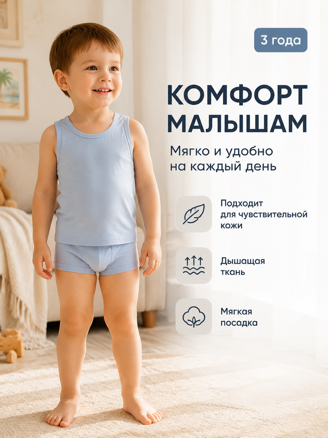 Майка 3 шт Bambooland boysvest_3colours - фото 5