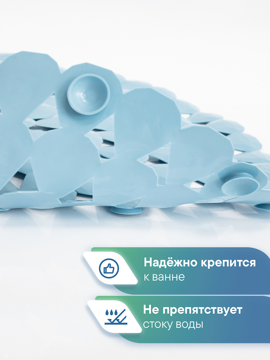 Коврик для ванной VILINA голубой 38 x 67 см 1 шт. - фото 4