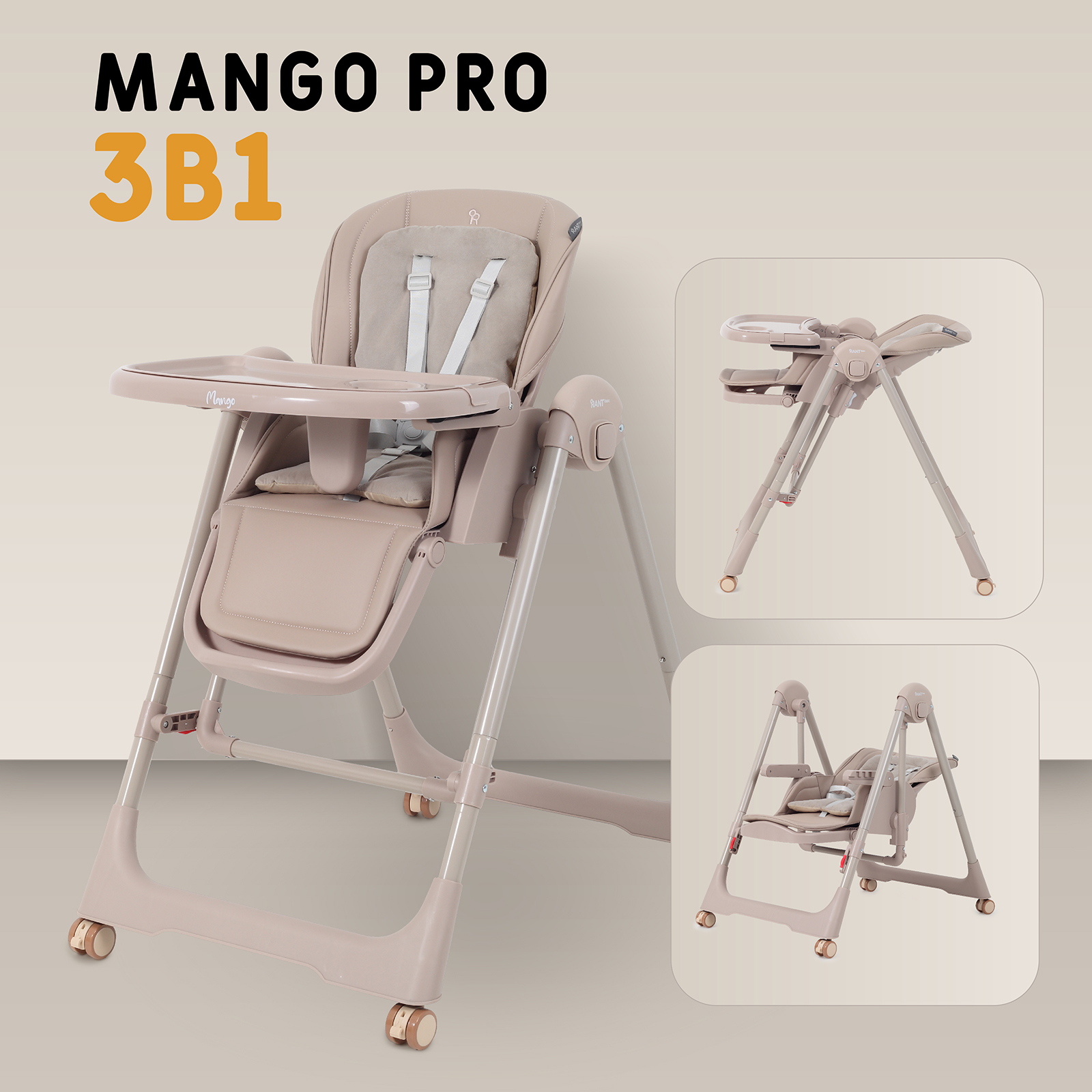 Стульчик для кормления Rant Basic Mango Pro, mocha бежевый - фото 1