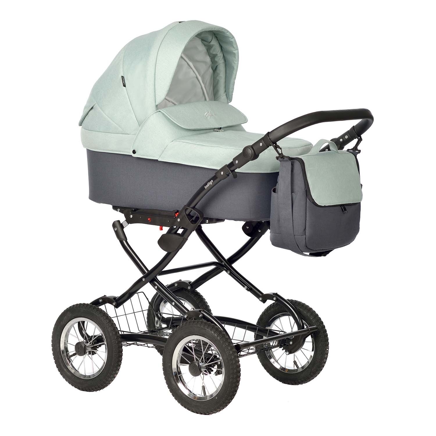 Коляска люлька Indigo Blues Classic 01 шалфей - фото 1
