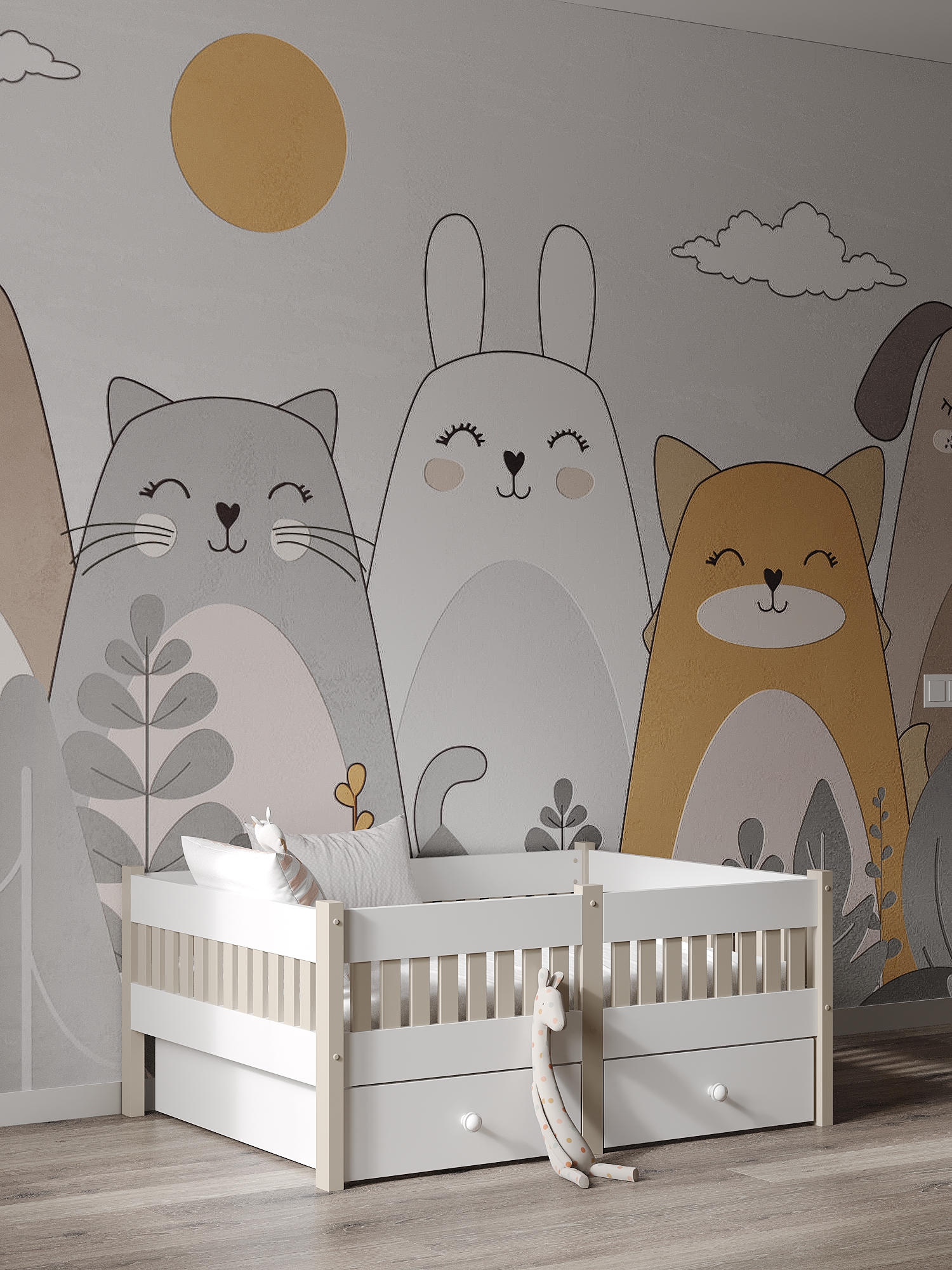 Кровать односпальная Moms charm Бортики (белый, бежевый) - фото 13