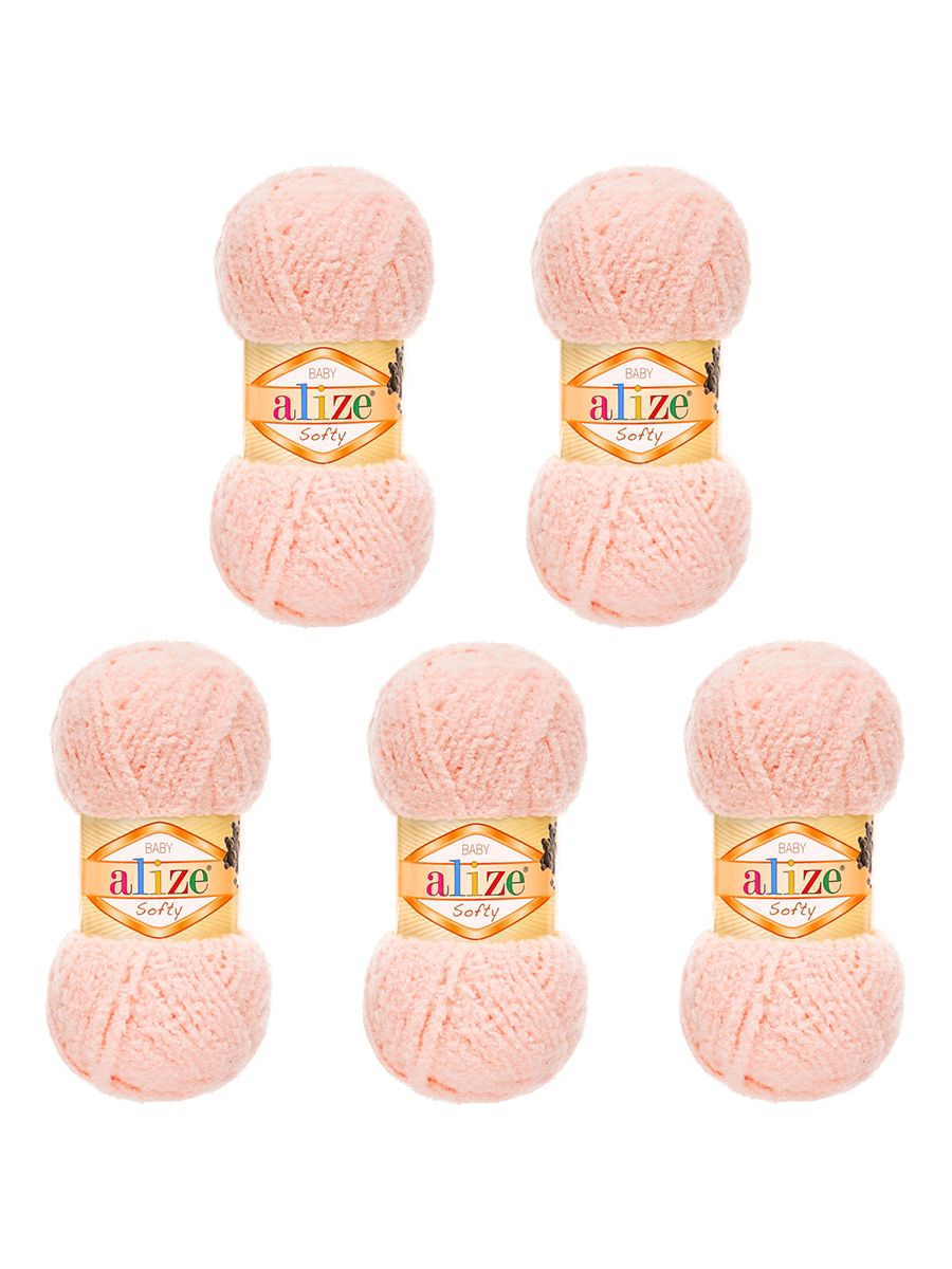 Пряжа для вязания Alize softy 50 гр 115 м микрополиэстер мягкая фантазийная 340 пудра 5 мотков - фото 6