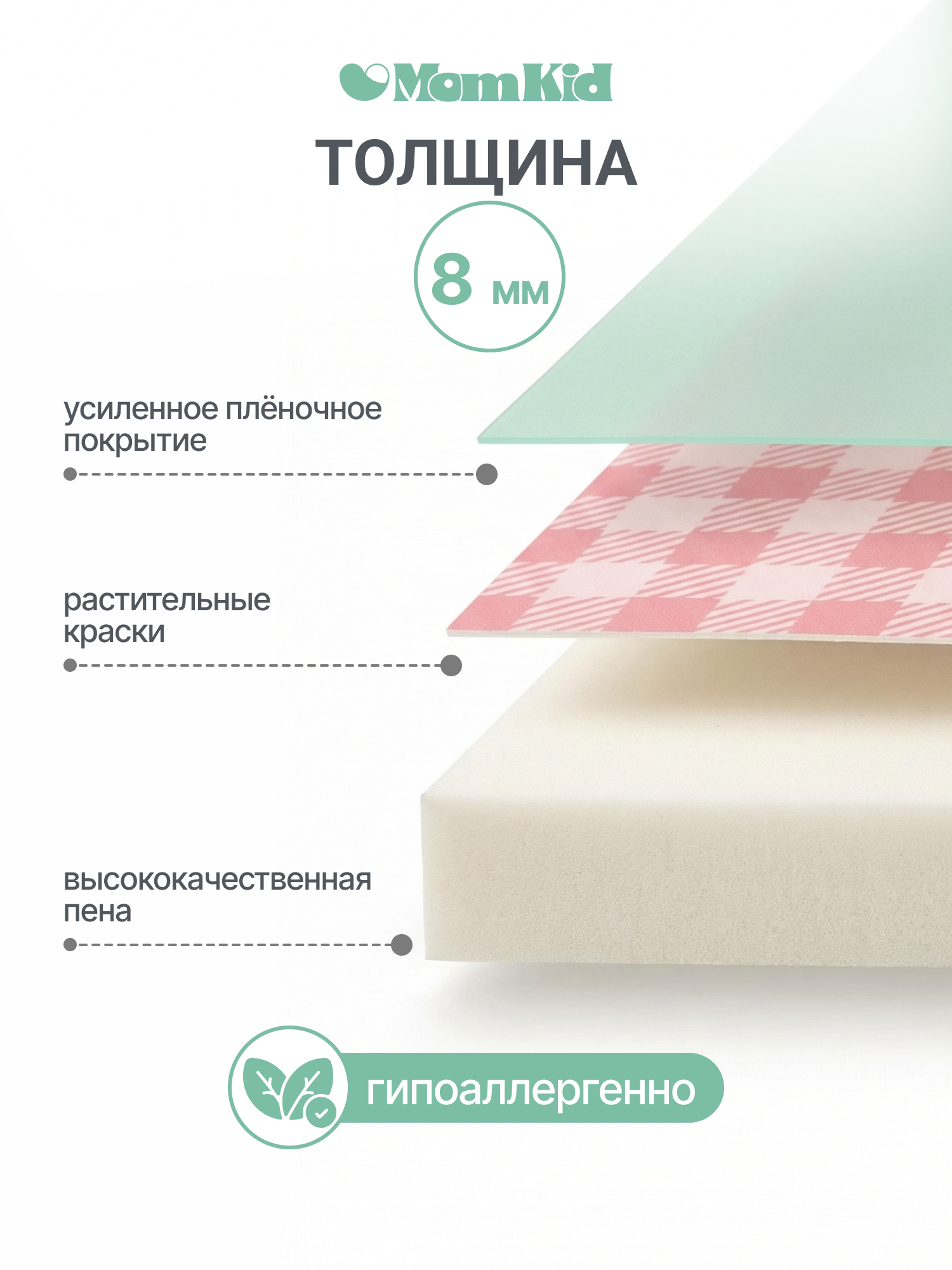 Детский складной коврик MomKid Зверята 180 x 200 см - фото 6