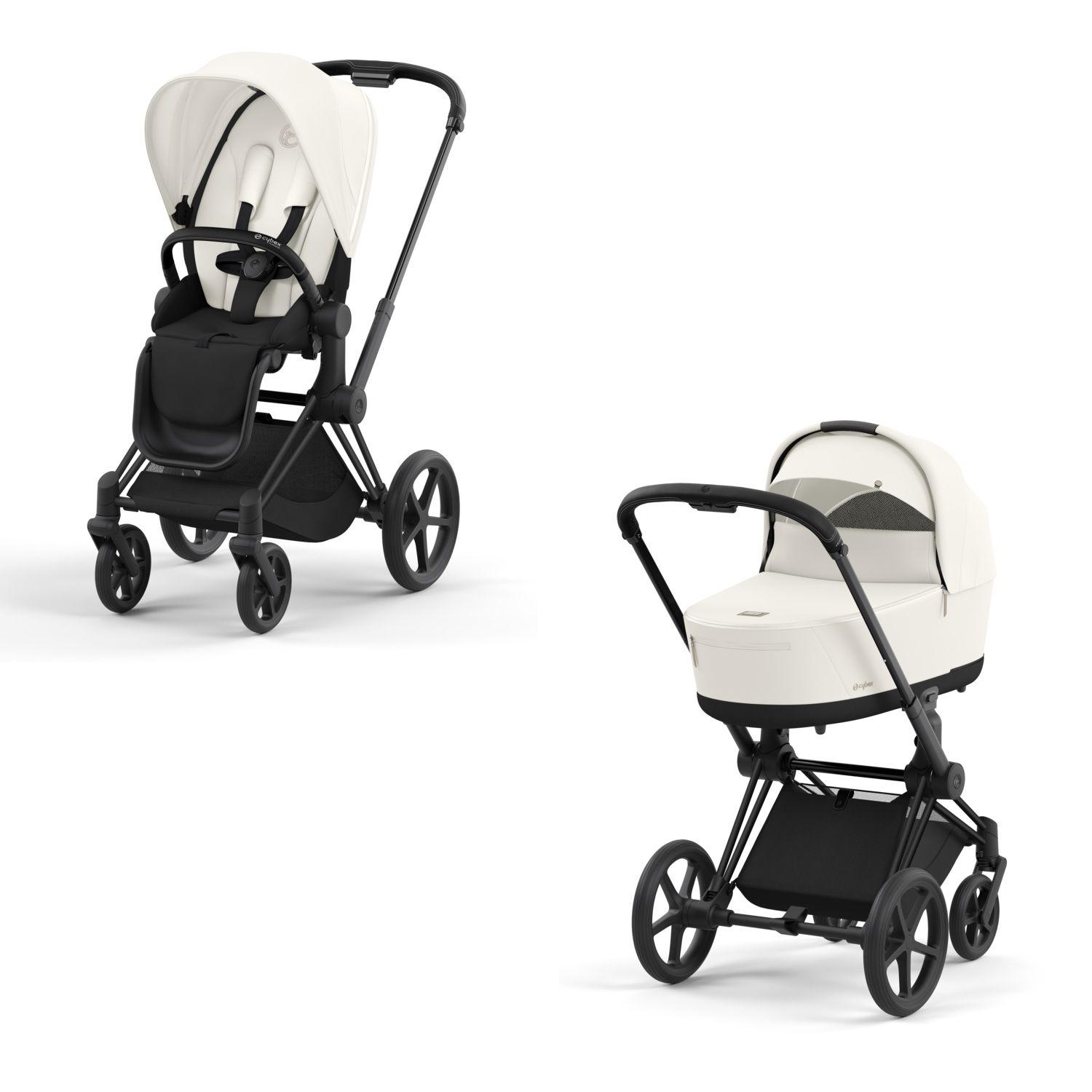 Коляска 2в1 Cybex Priam IV Matt Black белый - фото 1