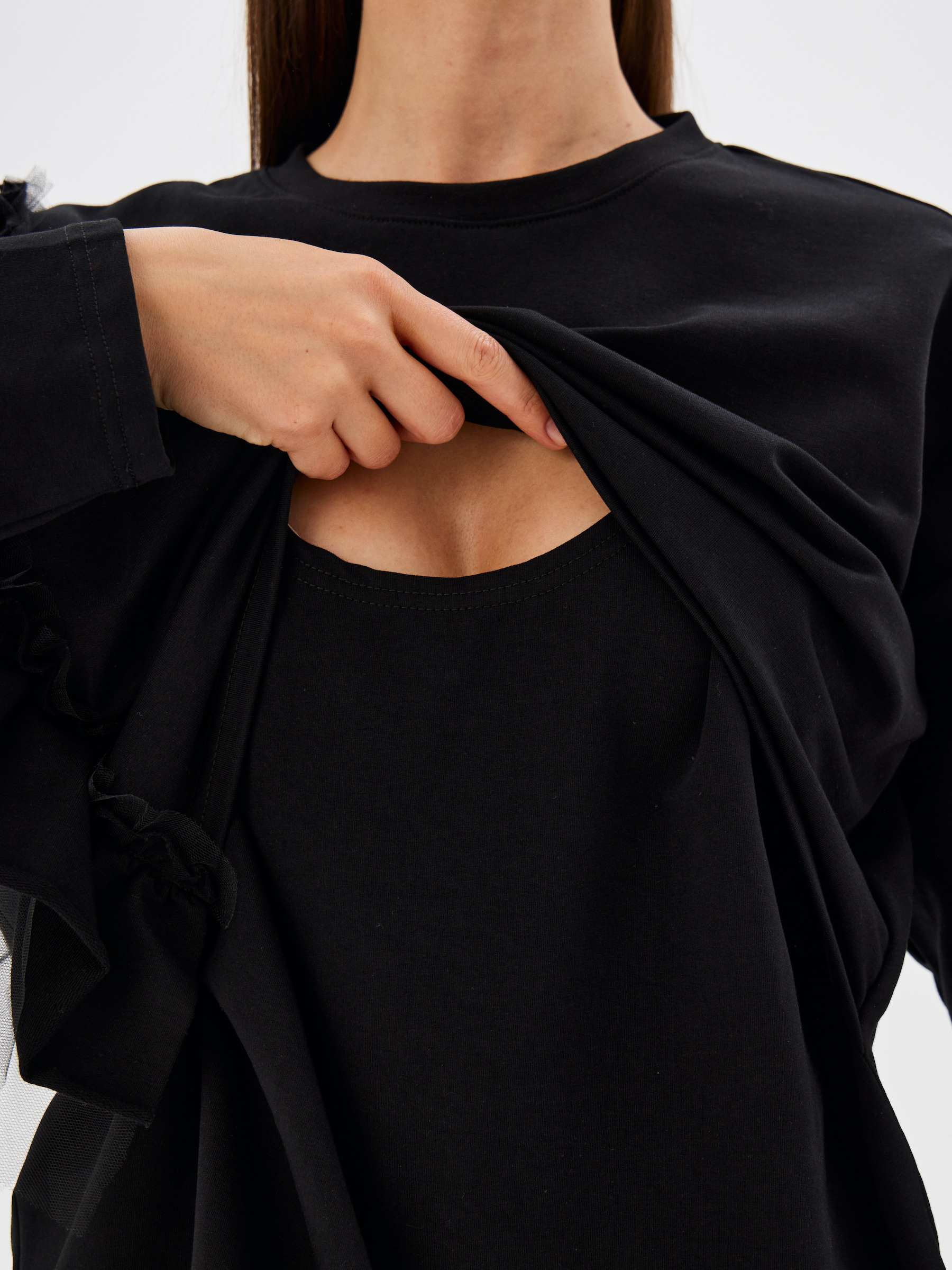 Лонгслив для кормящих Proud Mom ЛВОЛ-0500-черный - фото 4