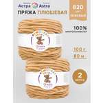Пряжа для вязания Astra Premium плюшевая пушистый ворс полиэстер 100 гр 80 м 820 бежевый 2 мотка