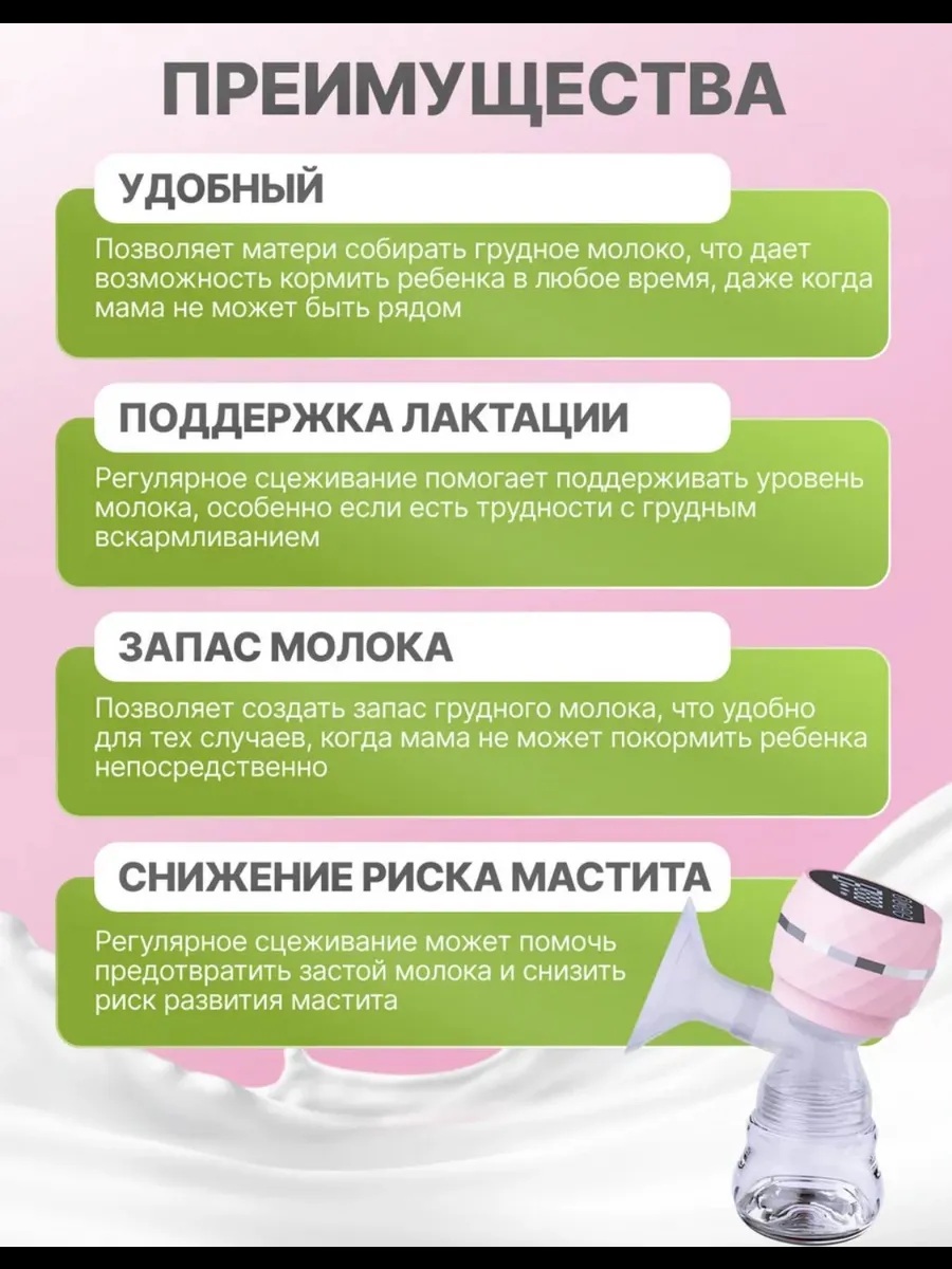 Молокоотсос электрический CASTLELADY беспроводной 3 режима работы - фото 6