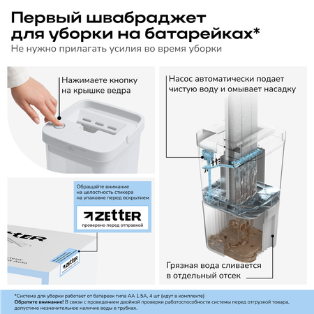 Швабра с отжимом и ведром Zetter AquaSplit Auto